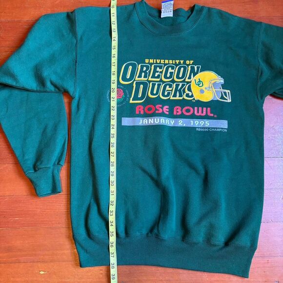 Green Oregon Ducks 1995 Rose Bowl Crewneck Sweatshirt Size M Champion - Picture 7 of 8
